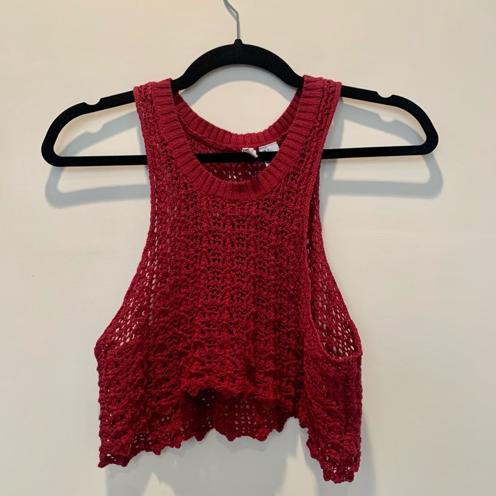 Vintage crochet sweater crop tank top 90s vibe